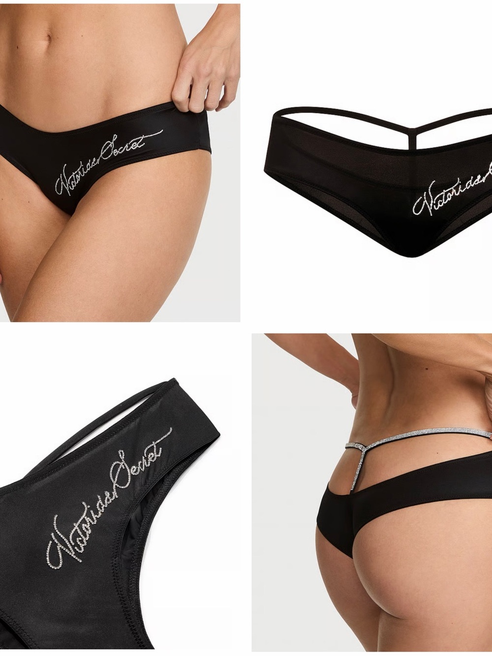 Victoria's Secret Black Logo Strappy Cheeky Bikini